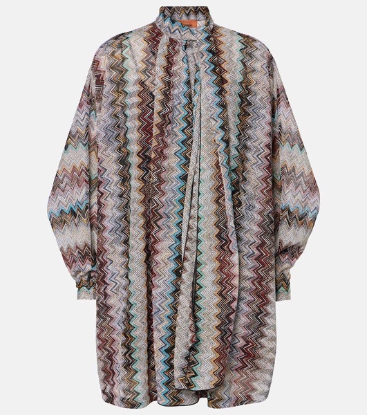 Zigzag draped lamé minidress