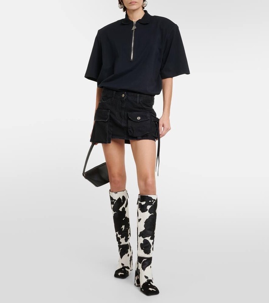 Marine calf hair knee-high boots