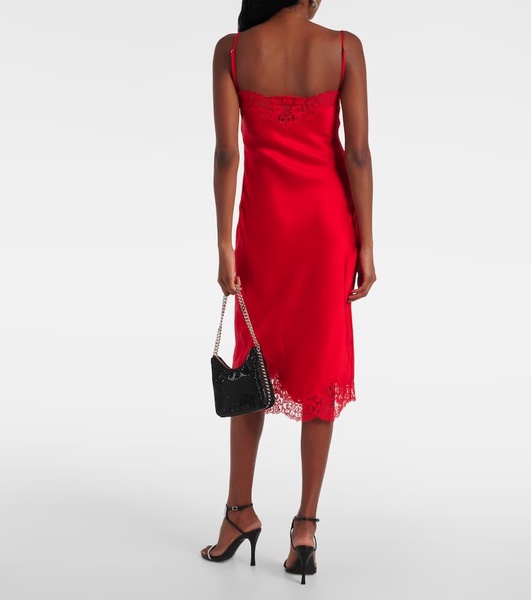 Lace-trimmed satin slip dress