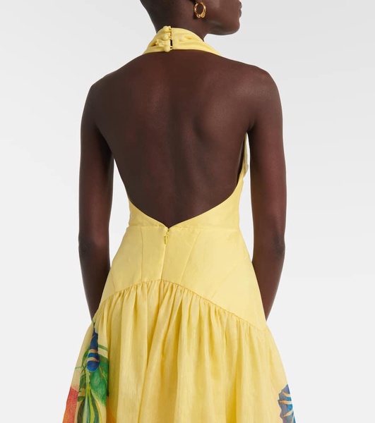 Dahlia floral linen-blend maxi dress