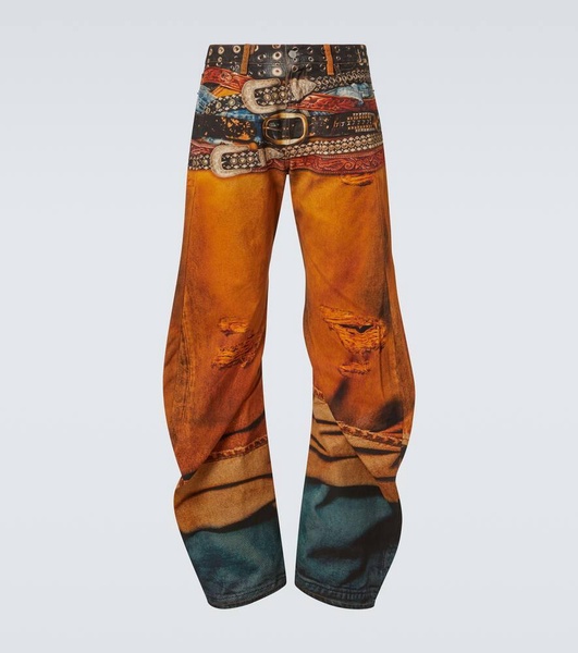 2006M trompe l'œil barrel-leg jeans