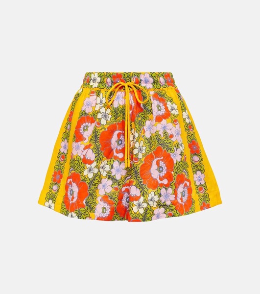 Floral linen shorts