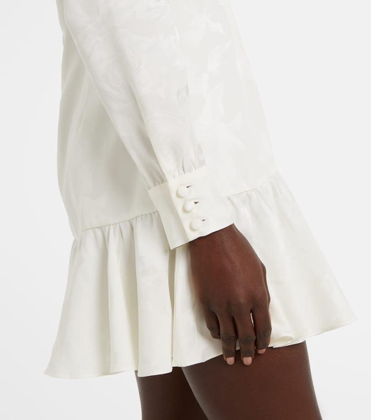 Bow-detail floral jacquard minidress