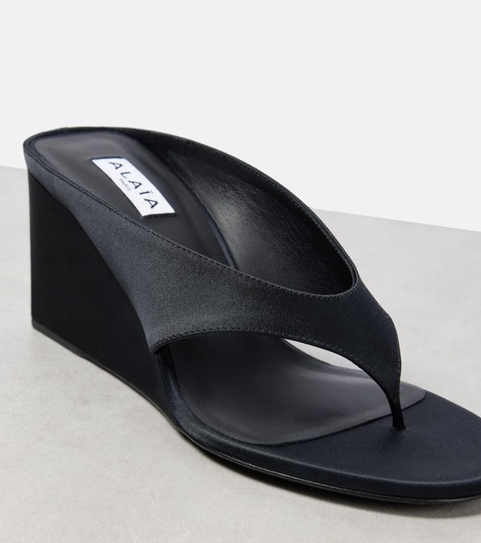 Cube 75 satin wedge thong sandals
