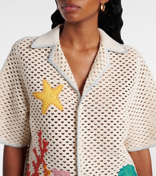 Splash embroidered crochet cotton shirt