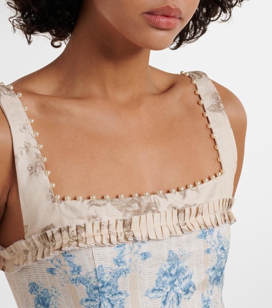 Barbara floral linen midi dress