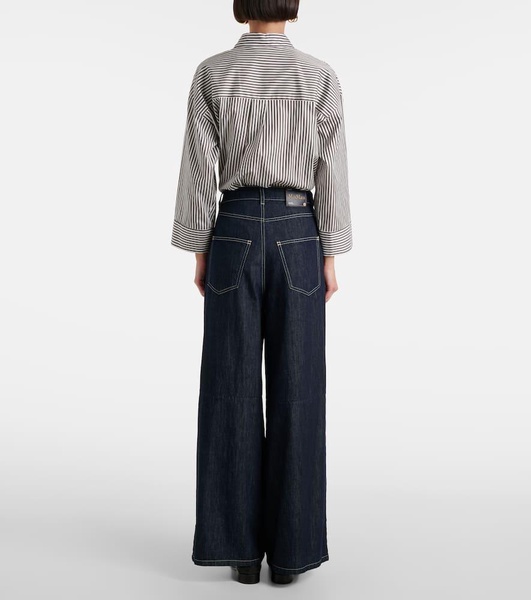High-rise wide-leg pants