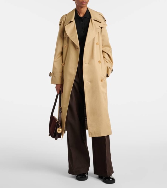 Belted cotton gabardine trench coat