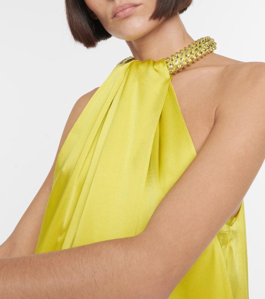 Halterneck satin minidress