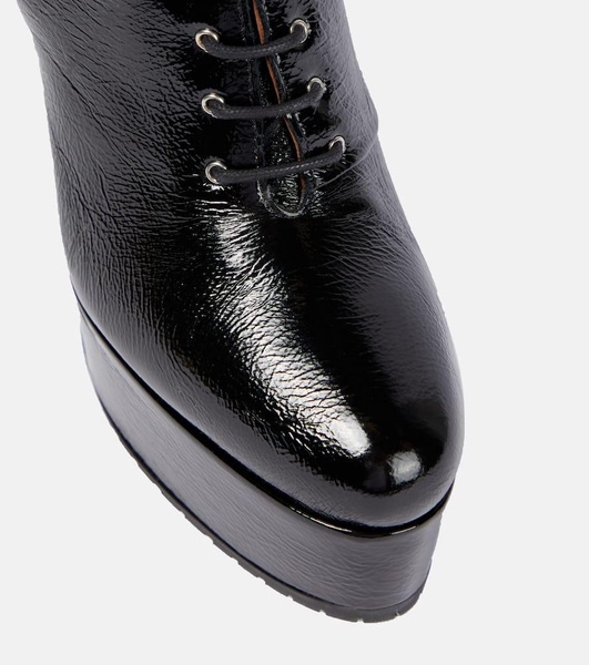 Leather platform ankle boots