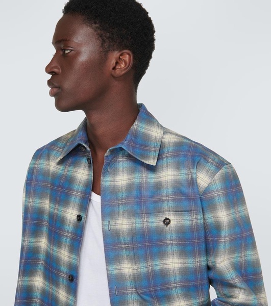 Checked leather shirt