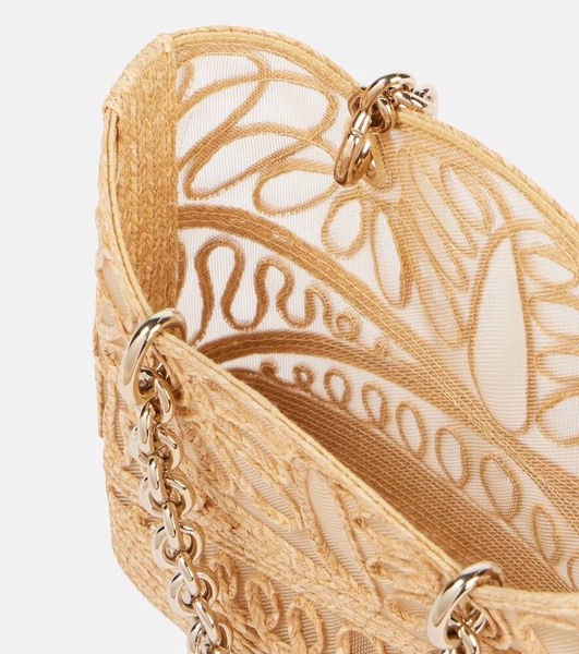 Kahlo Mini logo raffia tote bag
