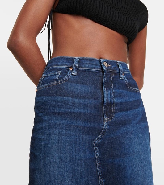 High-rise denim maxi skirt