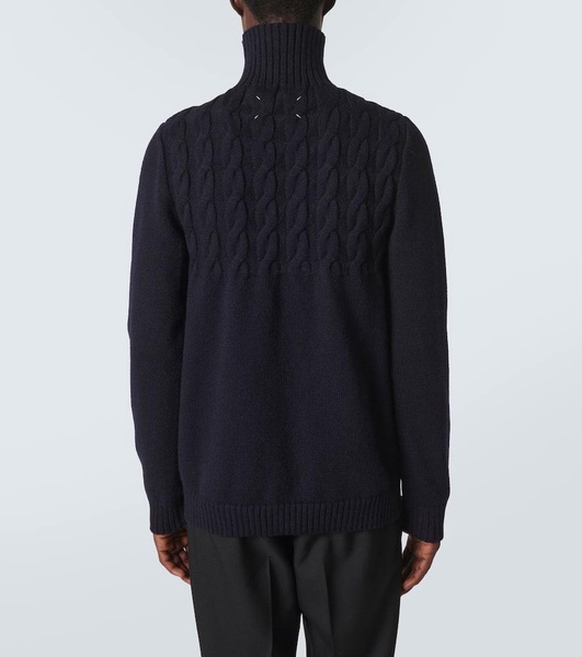 Cable-knit wool turtleneck sweater
