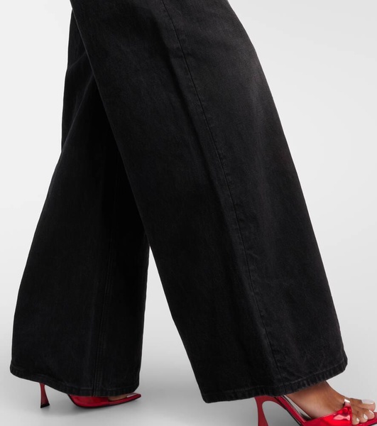 Crystal-embellished wide-leg jeans