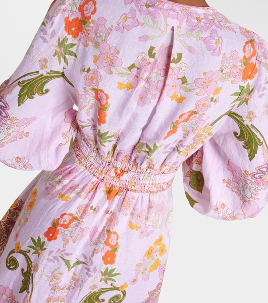 Embellished floral linen maxi dress