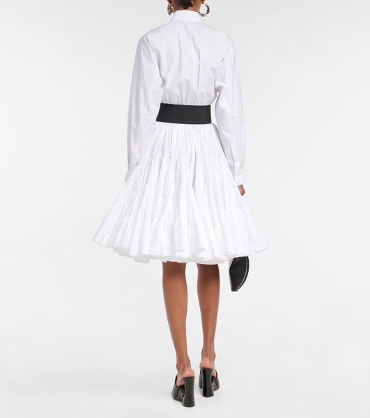 Belted cotton poplin shirt