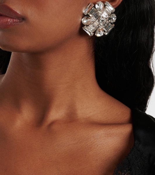 Flower crystal-embellished earrings