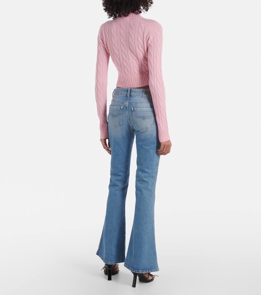 Logo cropped wool and cashmere sweater