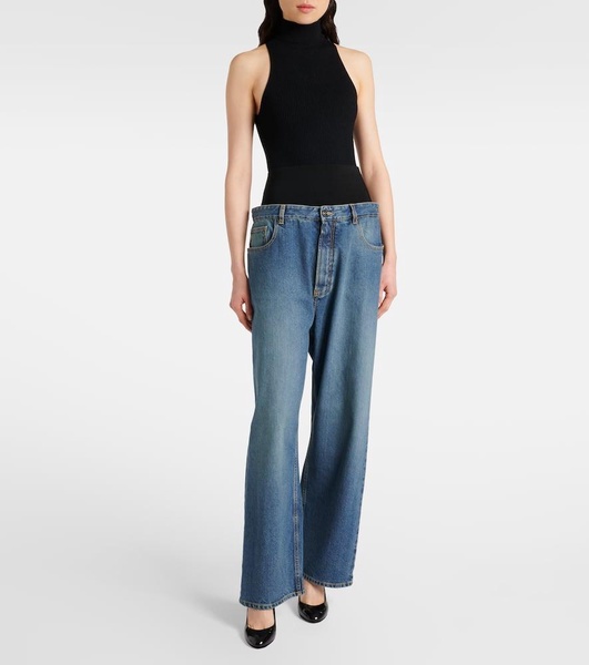 Halterneck jersey bodysuit