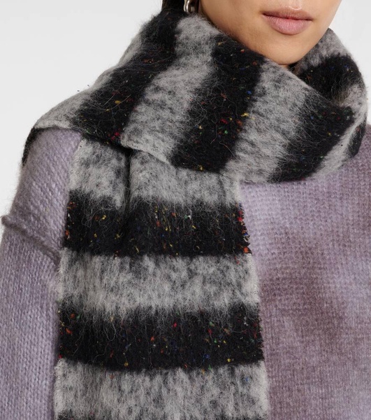 Striped alpaca, wool and silk-blend scarf