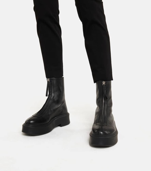 Zipped 1 leather flatform ankle boots