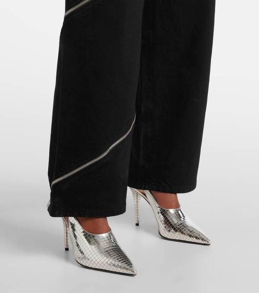 Spiral cotton wide-leg pants