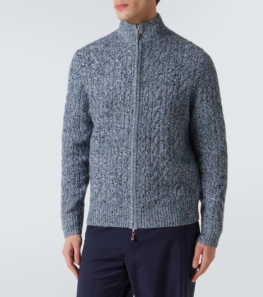 Regent cable-knit cashmere zip-up sweater