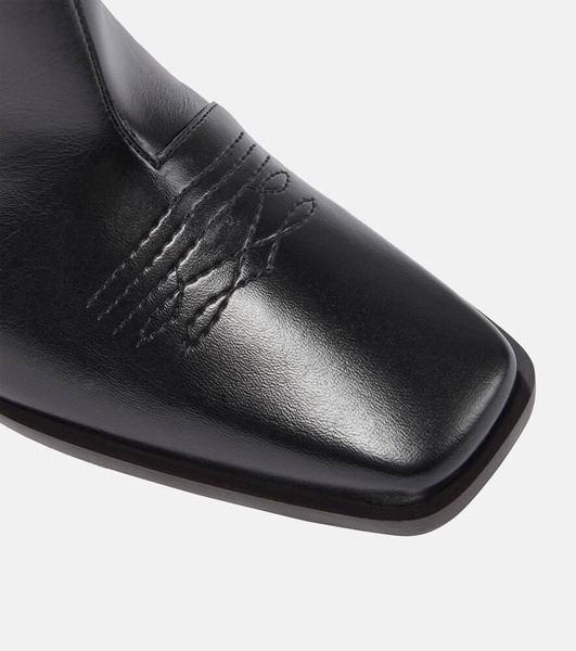 Embroidered faux leather ankle boots
