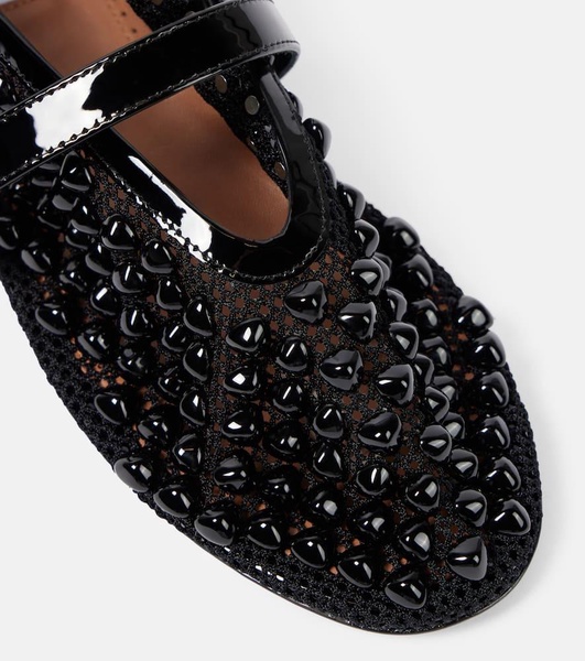 Studded mesh Mary Jane flats