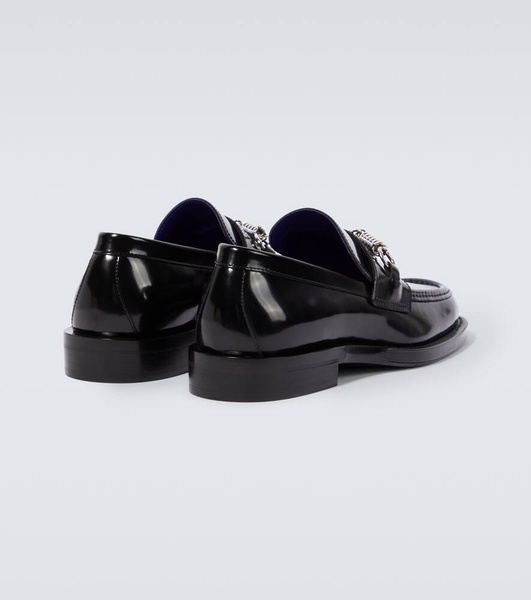 Embellished leather loafers