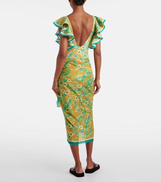 Jeff printed cotton beach cover-up