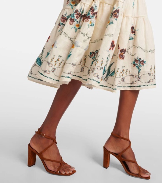 Lima Florero embroidered linen midi dress