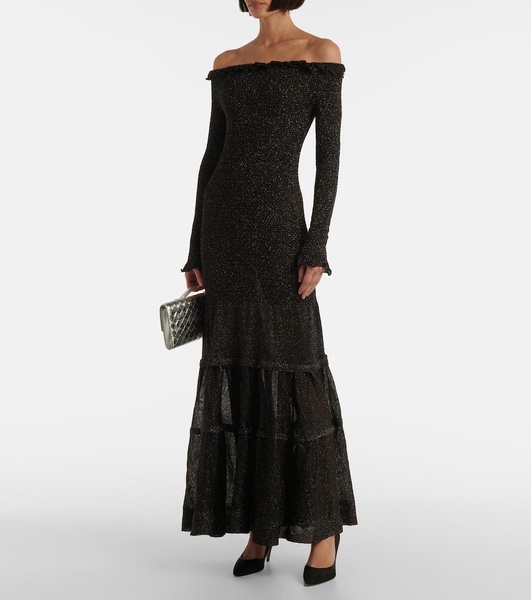 Polly off-shoulder jersey maxi dress