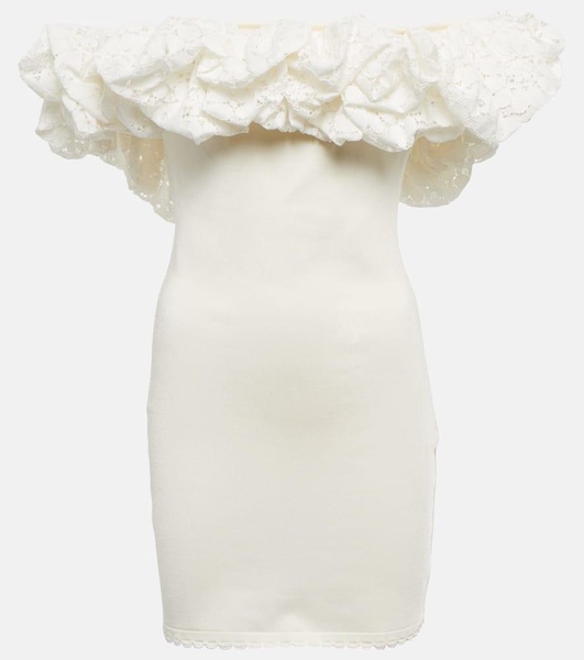 Off-shoulder ruffle-trimmed minidress
