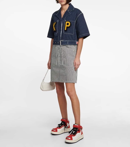 Belted striped denim minidress