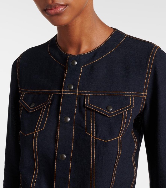 Fluid cropped wool-blend jacket