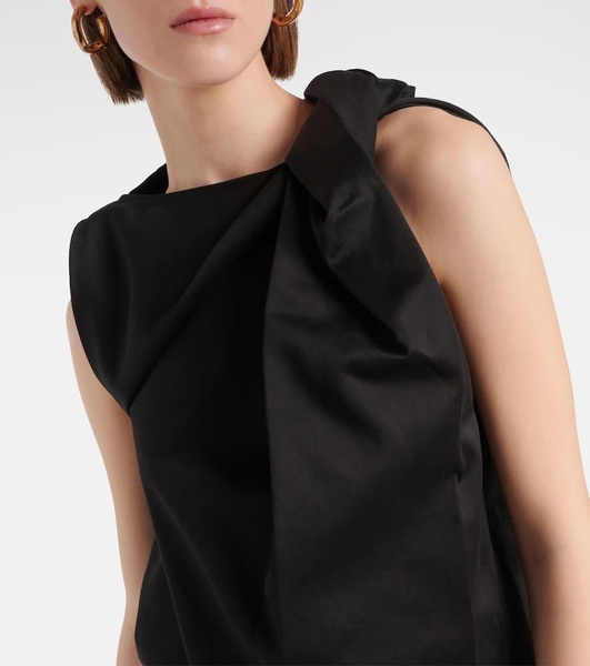 Draped cotton and linen top