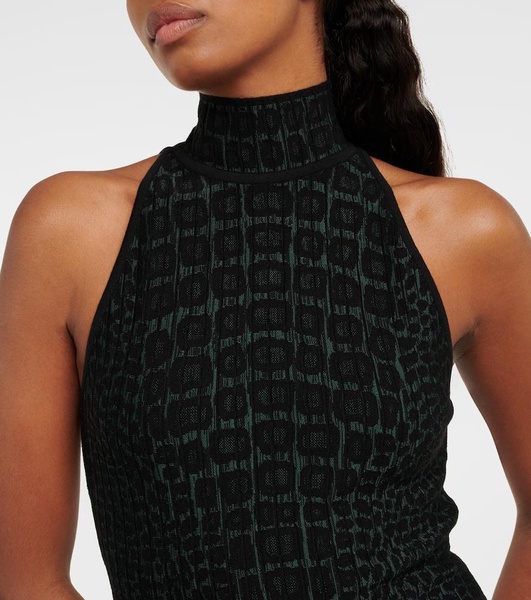 Croc-effect halterneck bodysuit