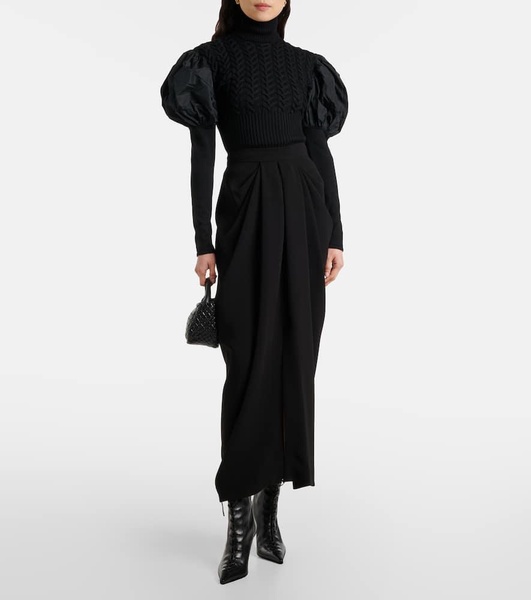 Fune taffeta-trimmed wool-blend sweater