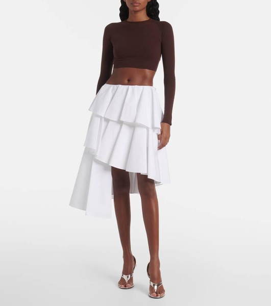 Spiral ruffled miniskirt