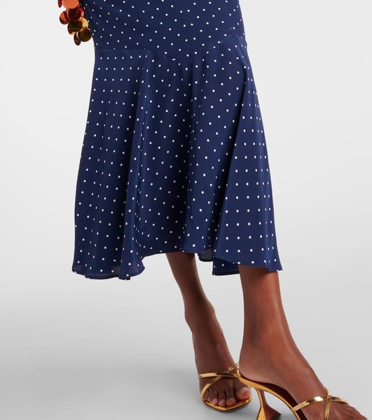 Polka-dot bow-detail silk midi dress