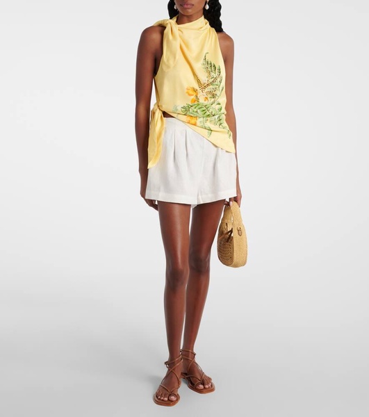 Sol printed tie-neck top