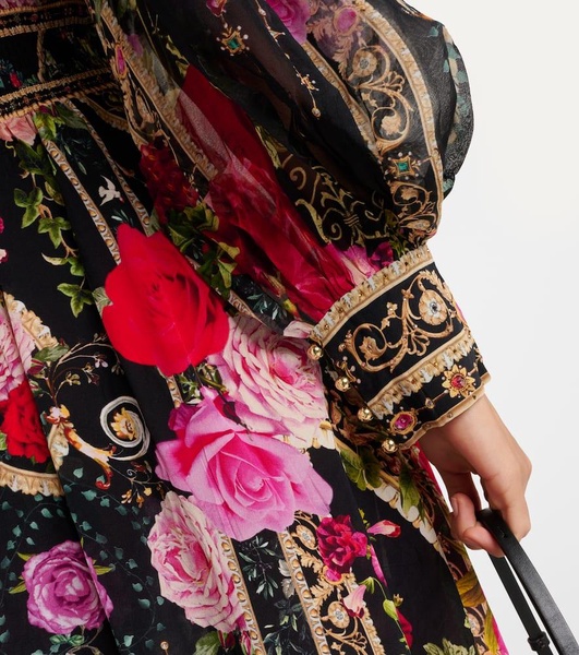 Floral printed silk maxi dress 