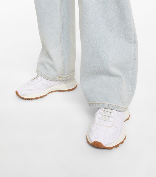 Leather-trimmed sneakers