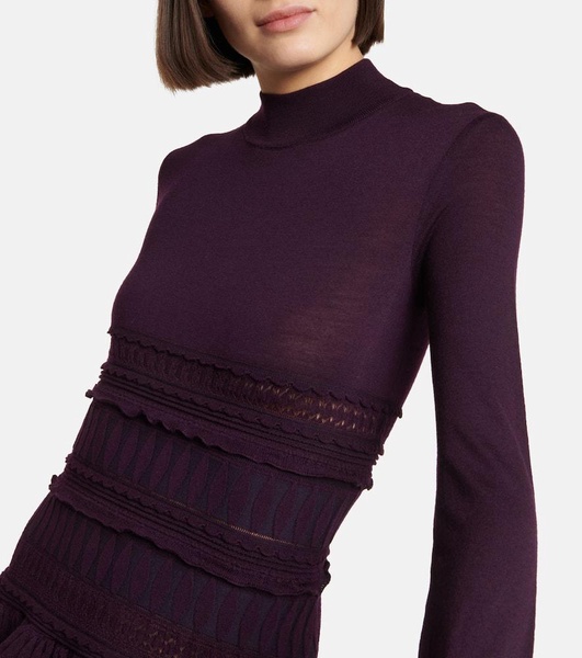 Ruffle virgin wool minidress