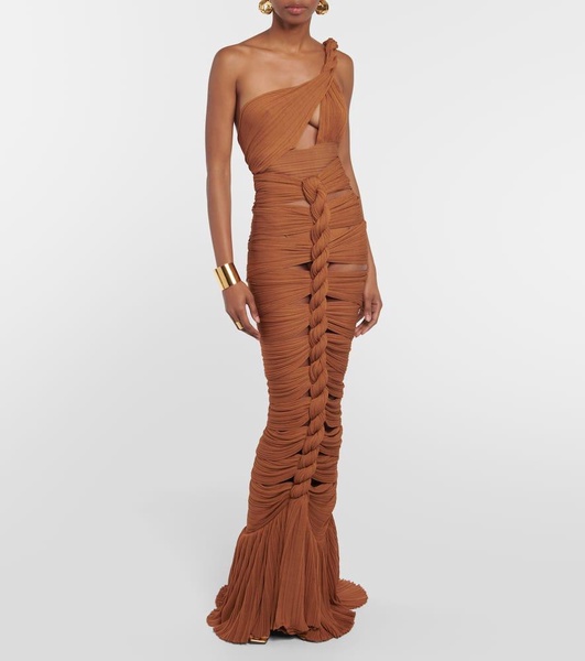 Twisted one-shoulder cutout top
