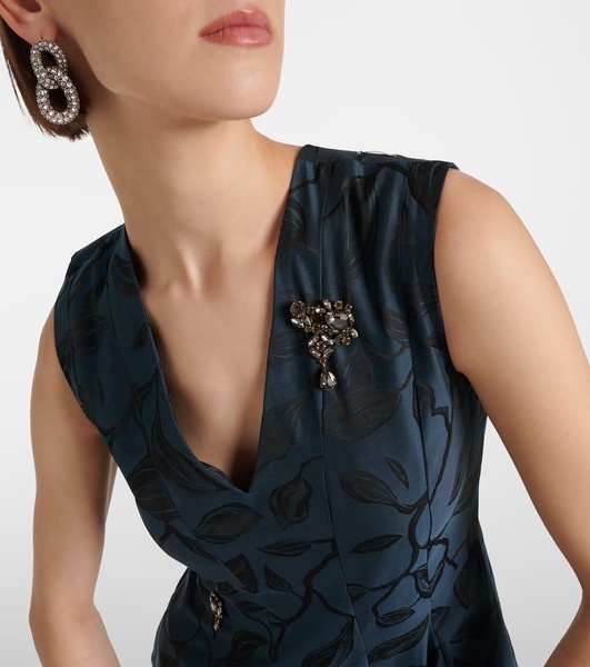 Diego pleated jacquard midi dress