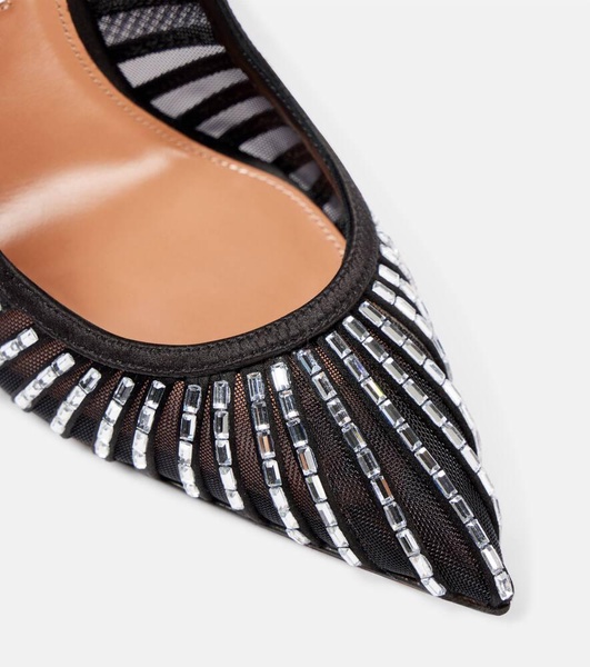 Passions Crystal 105 satin and mesh pumps