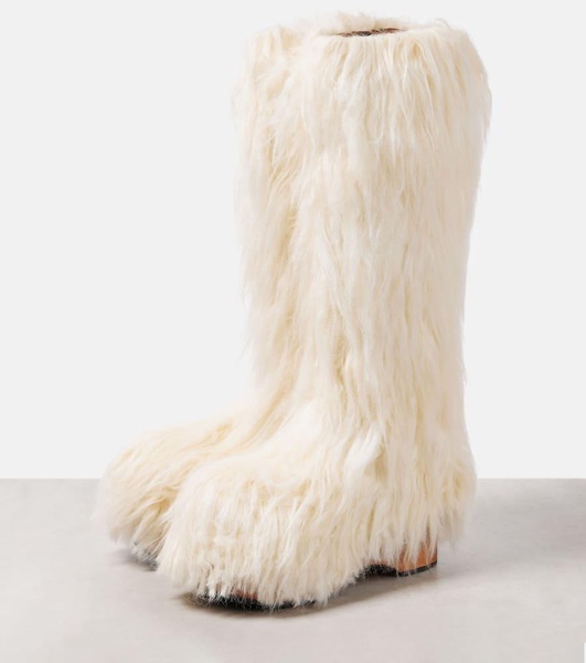 Faux fur knee-high boots